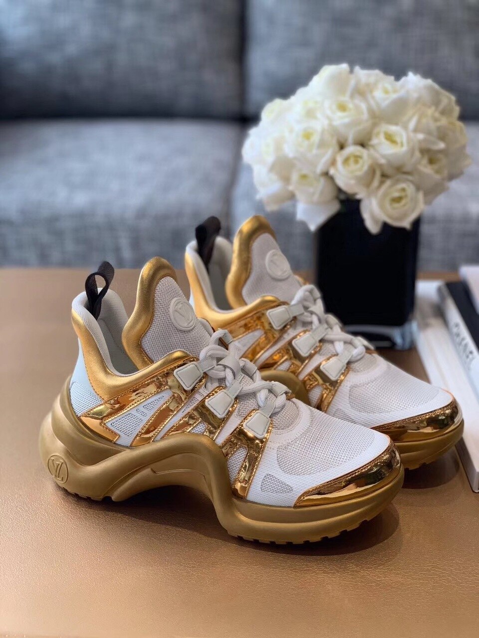 Louis Vuitton Archlight Sneakers Calfskin Leather Fall/Winter Collection 1A57CK, White/Gold