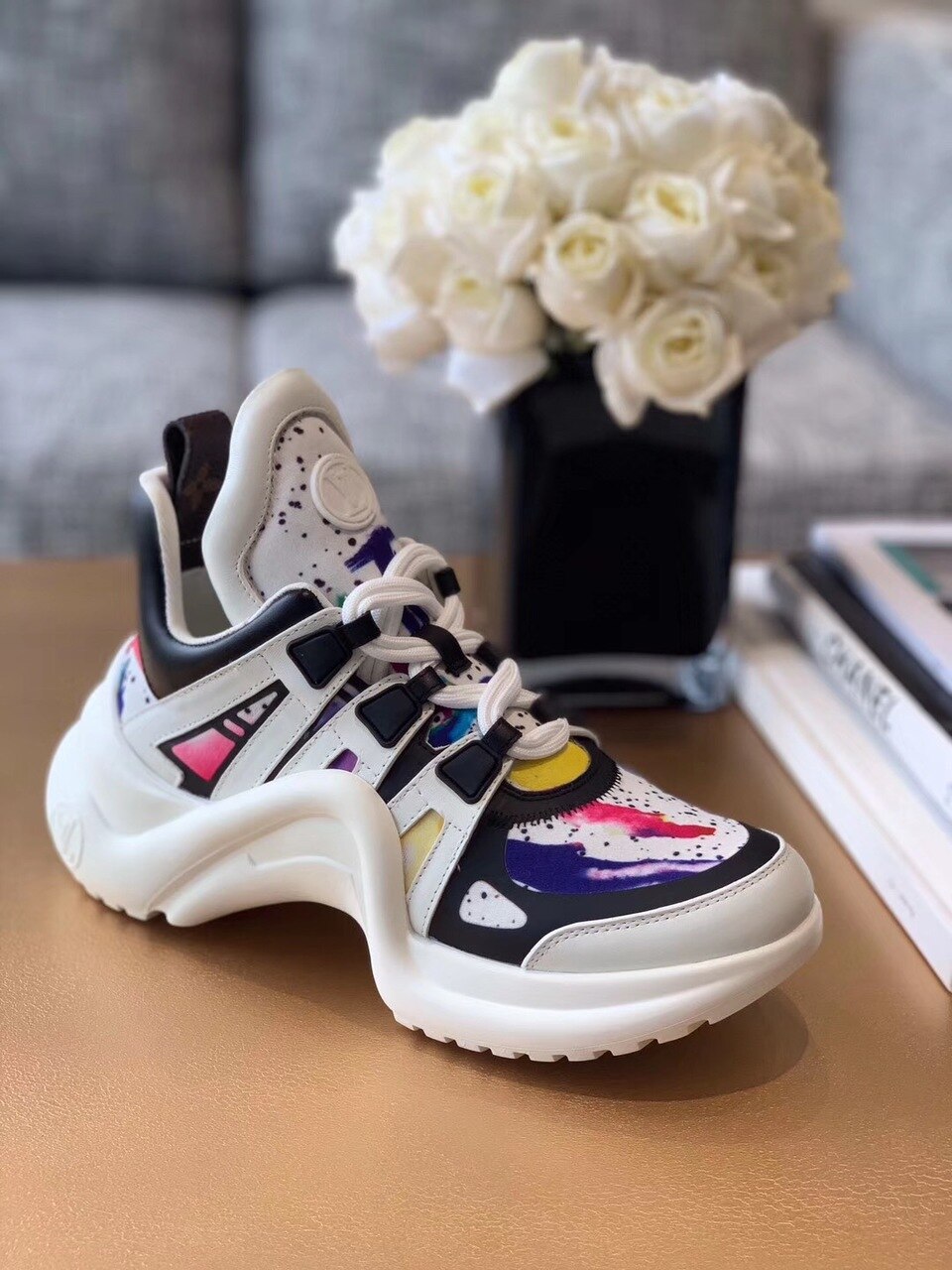 Louis Vuitton Archlight Sneakers Calfskin Leather Fall/Winter Collection Paint Splatter