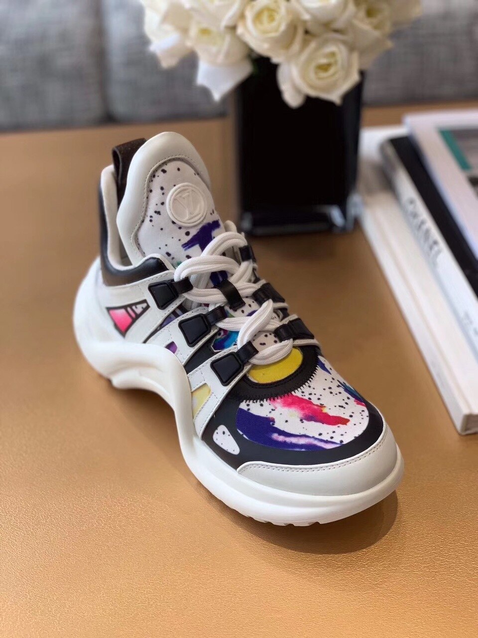 Louis Vuitton Archlight Sneakers Calfskin Leather Fall/Winter Collection Paint Splatter