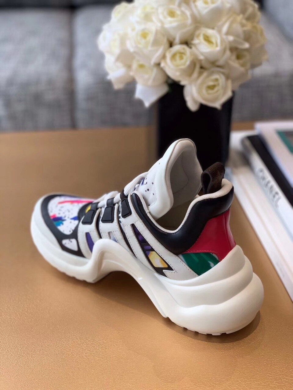 Louis Vuitton Archlight Sneakers Calfskin Leather Fall/Winter Collection Paint Splatter