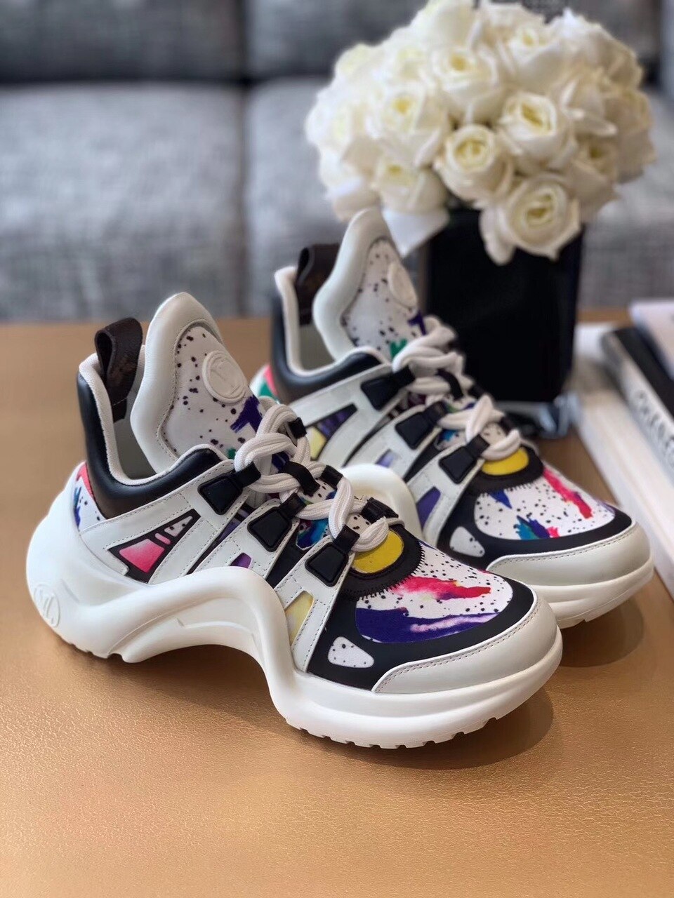 Louis Vuitton Archlight Sneakers Calfskin Leather Fall/Winter Collection Paint Splatter