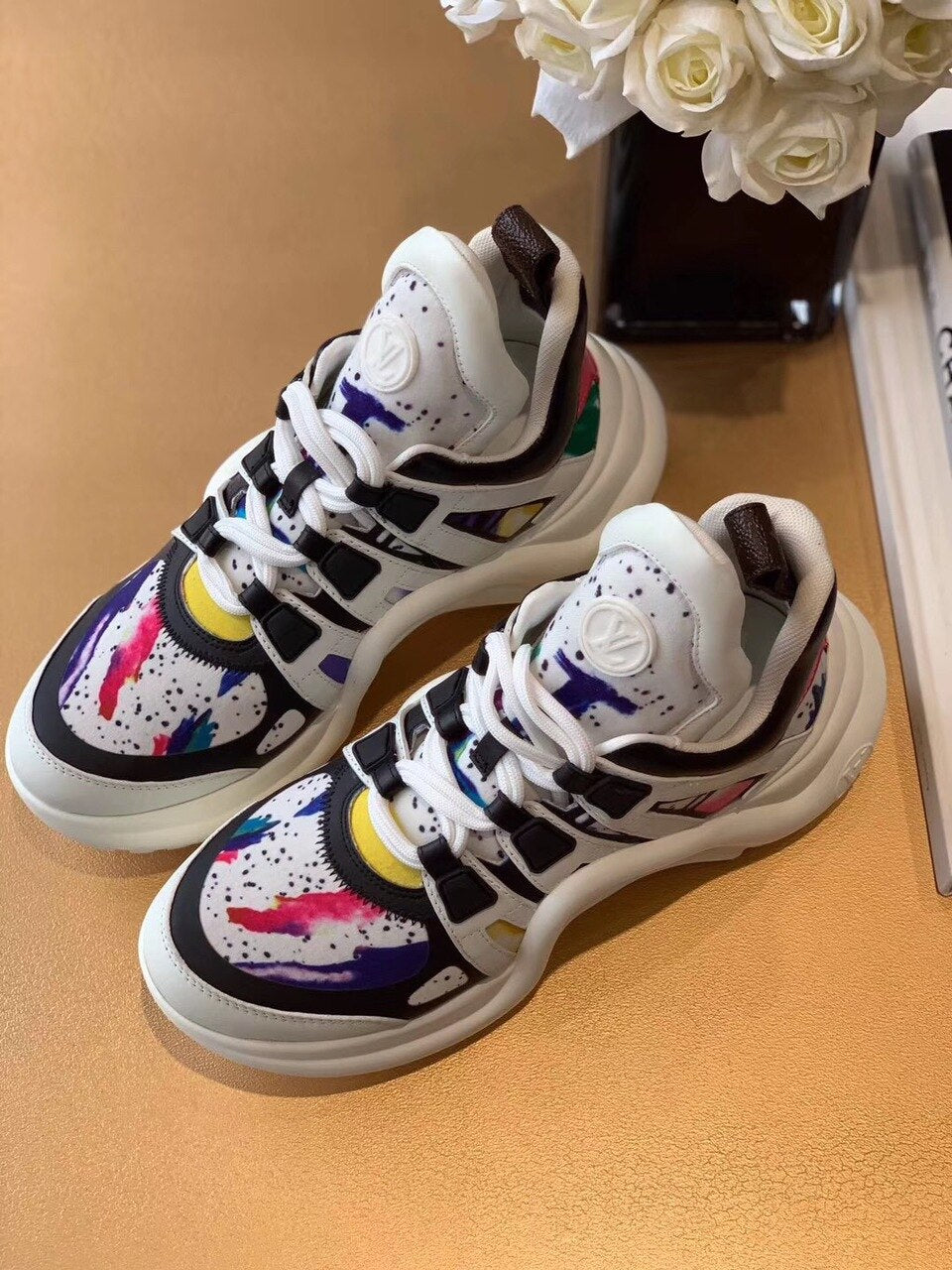 Louis Vuitton Archlight Sneakers Calfskin Leather Fall/Winter Collection Paint Splatter