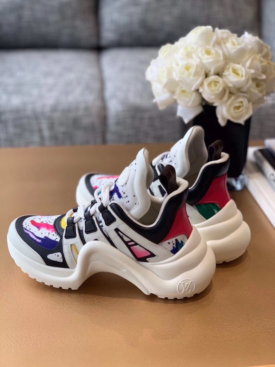 Louis Vuitton Archlight Sneakers Calfskin Leather Fall/Winter Collection Paint Splatter