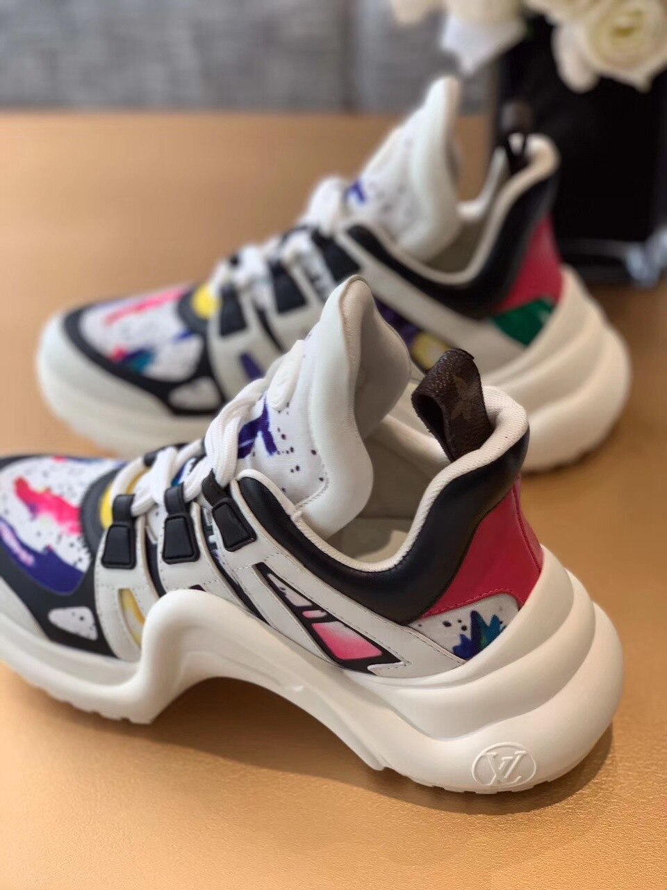 Louis Vuitton Archlight Sneakers Calfskin Leather Fall/Winter Collection Paint Splatter