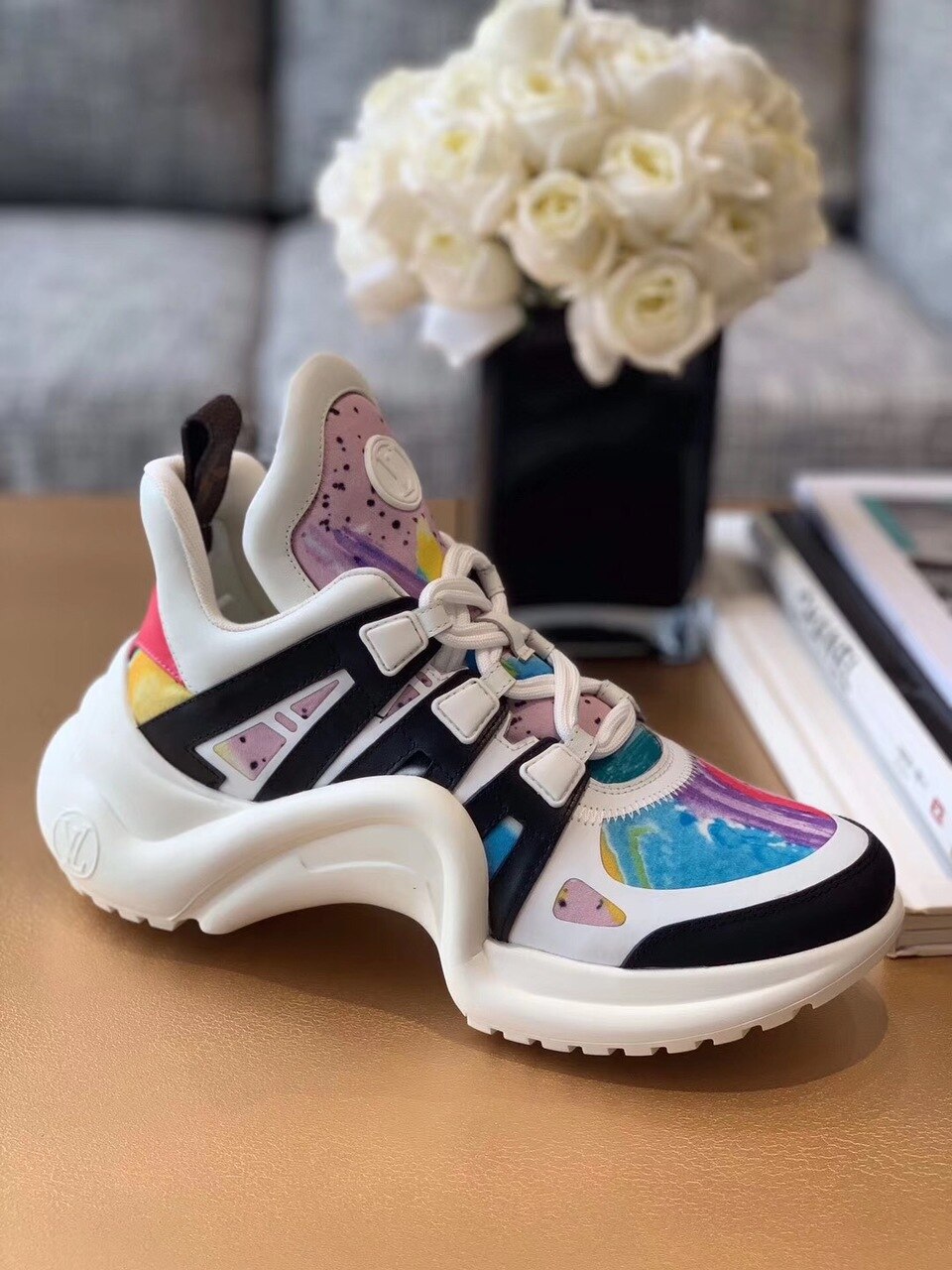 Louis Vuitton Archlight Sneakers Calfskin Leather Fall/Winter Collection 1A58BC Paint Splatter/Multicolor