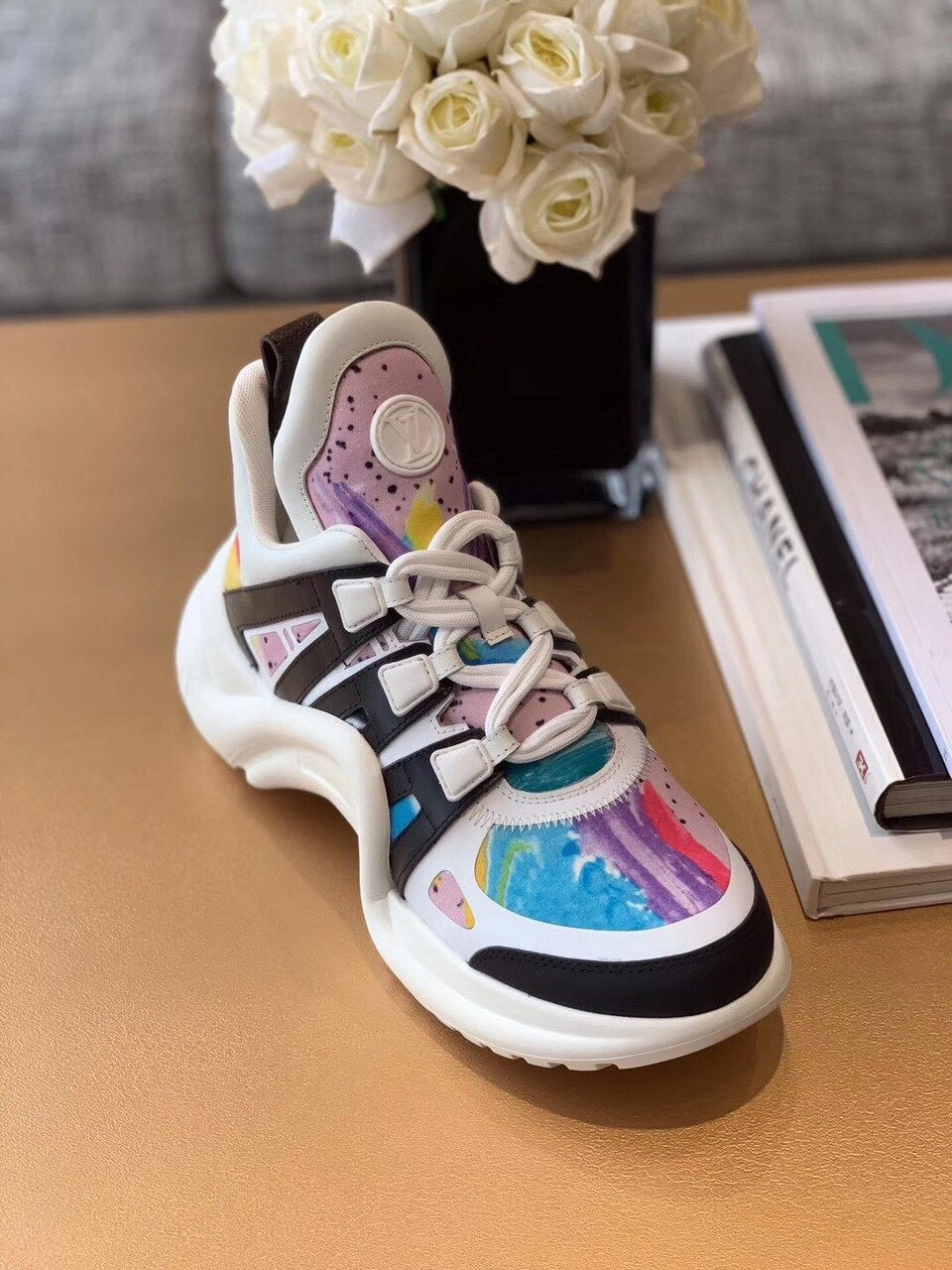 Louis Vuitton Archlight Sneakers Calfskin Leather Fall/Winter Collection 1A58BC Paint Splatter/Multicolor