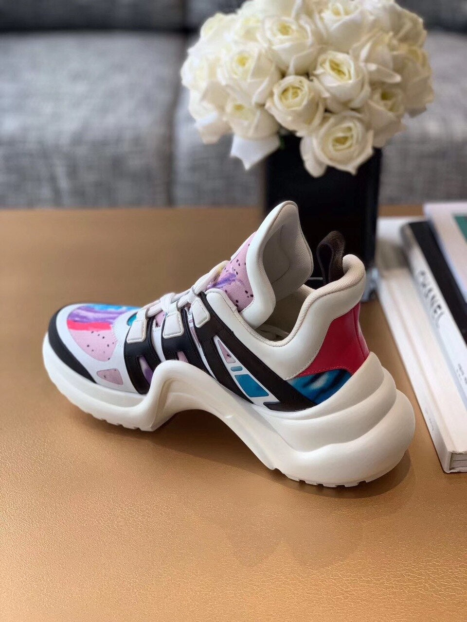 Louis Vuitton Archlight Sneakers Calfskin Leather Fall/Winter Collection 1A58BC Paint Splatter/Multicolor