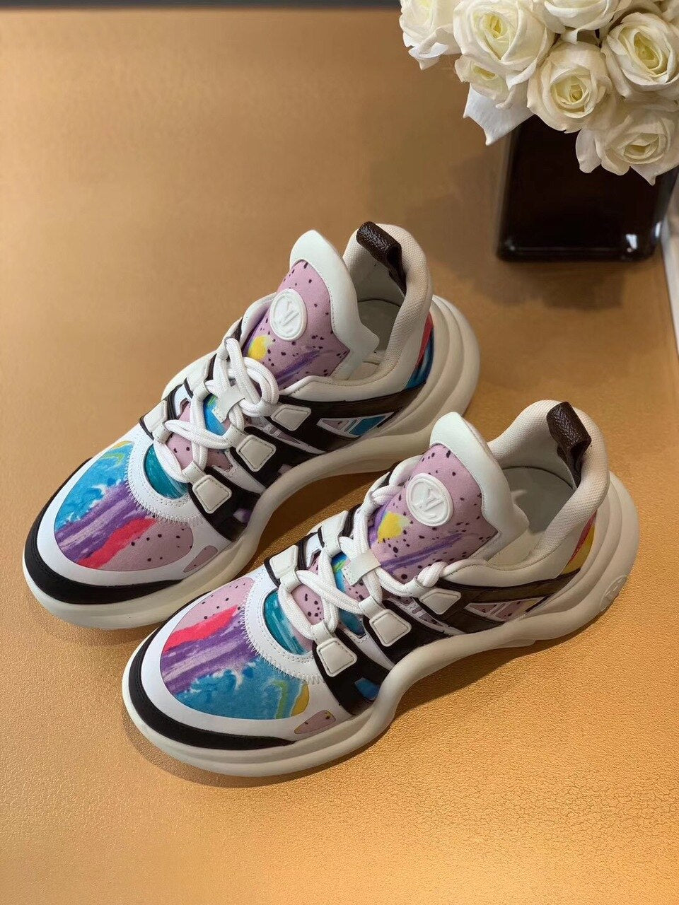 Louis Vuitton Archlight Sneakers Calfskin Leather Fall/Winter Collection 1A58BC Paint Splatter/Multicolor