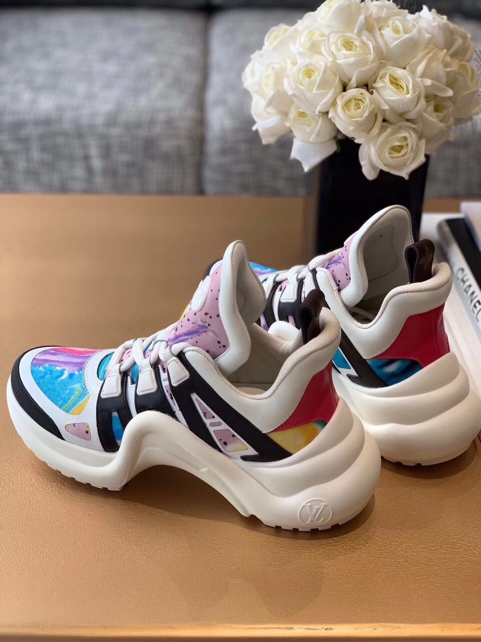 Louis Vuitton Archlight Sneakers Calfskin Leather Fall/Winter Collection 1A58BC Paint Splatter/Multicolor