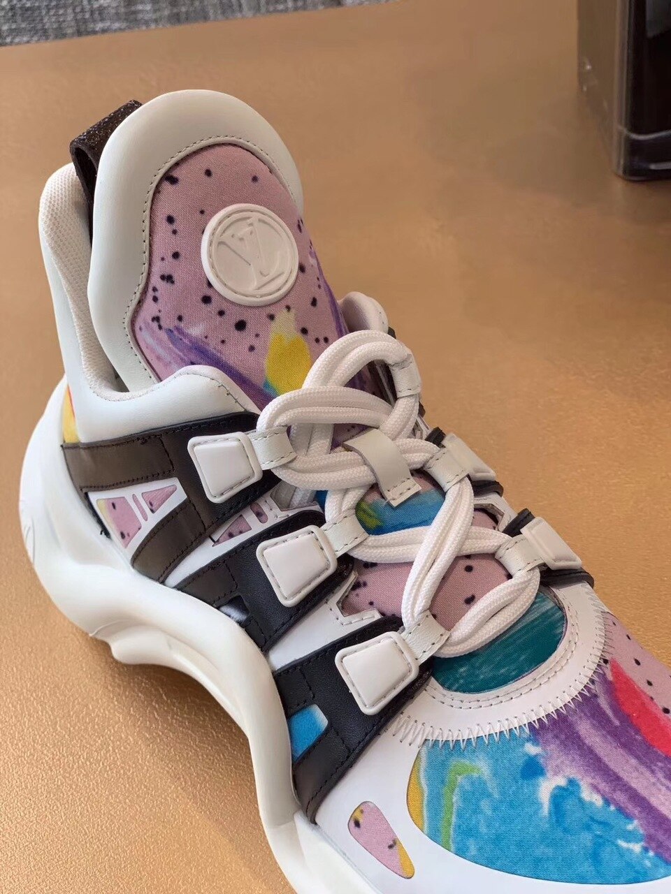 Louis Vuitton Archlight Sneakers Calfskin Leather Fall/Winter Collection 1A58BC Paint Splatter/Multicolor