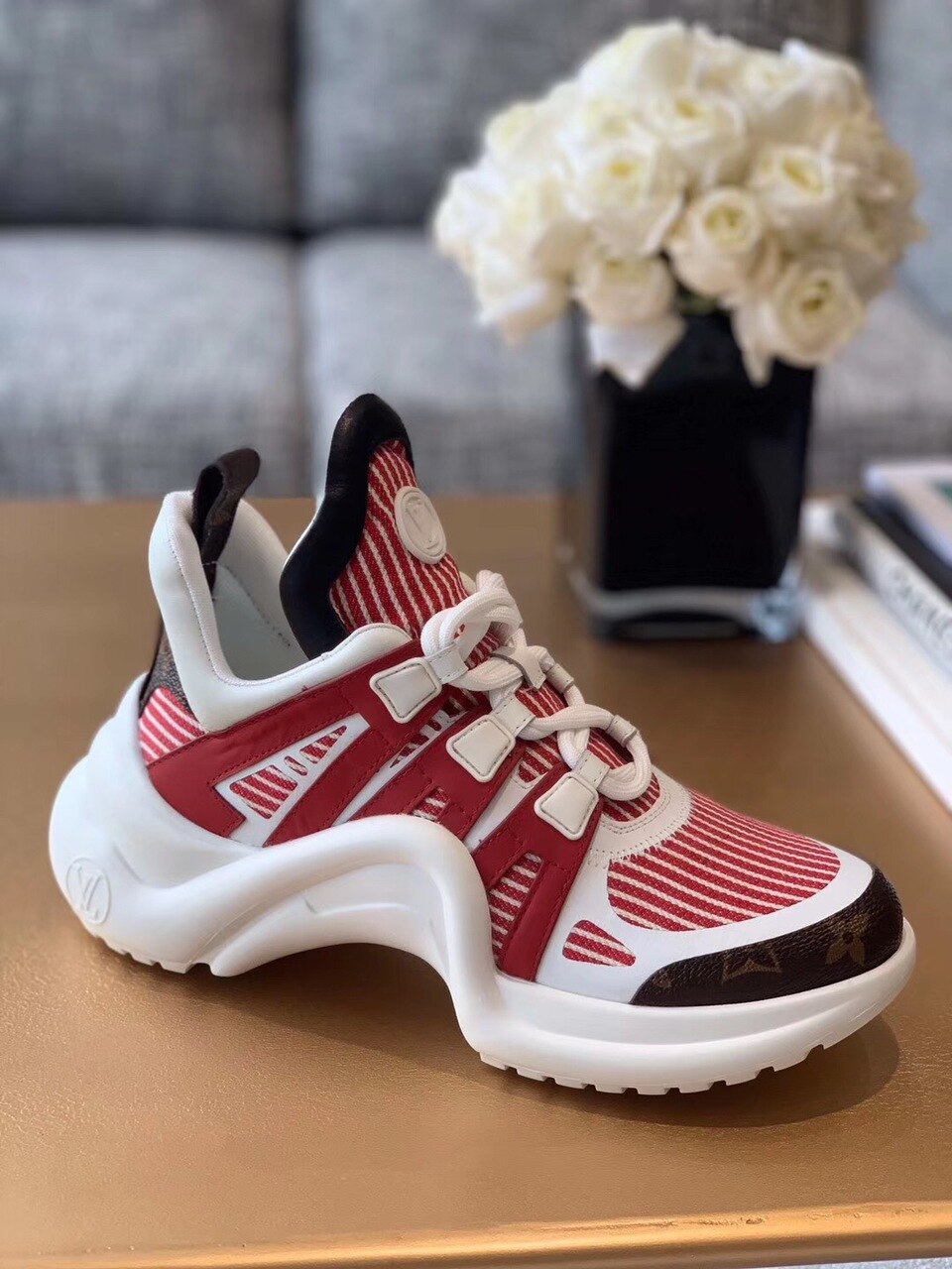 Louis Vuitton Archlight Sneakers Calfskin Leather Fall/Winter Collection White/Red/Brown