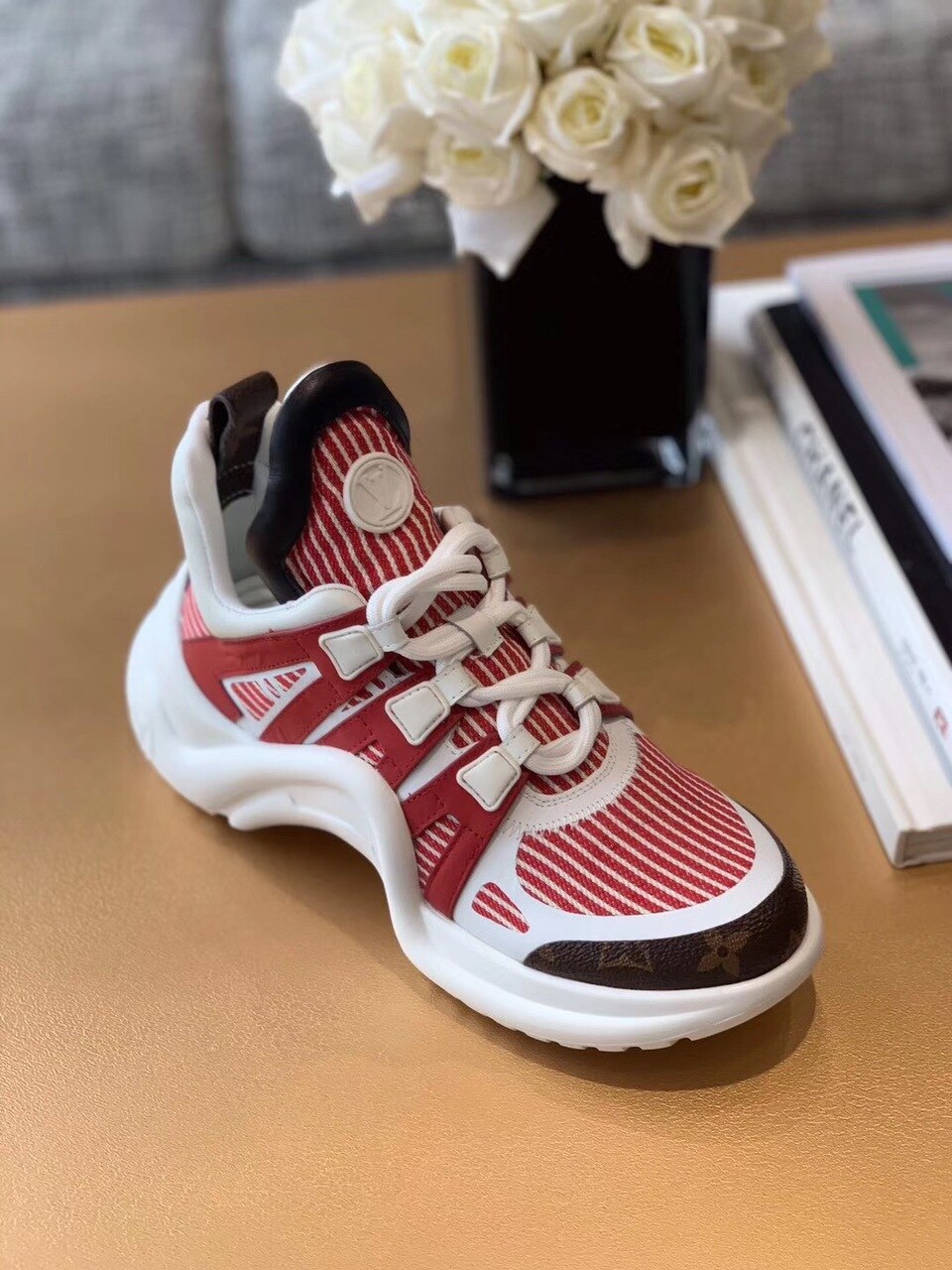 Louis Vuitton Archlight Sneakers Calfskin Leather Fall/Winter Collection White/Red/Brown