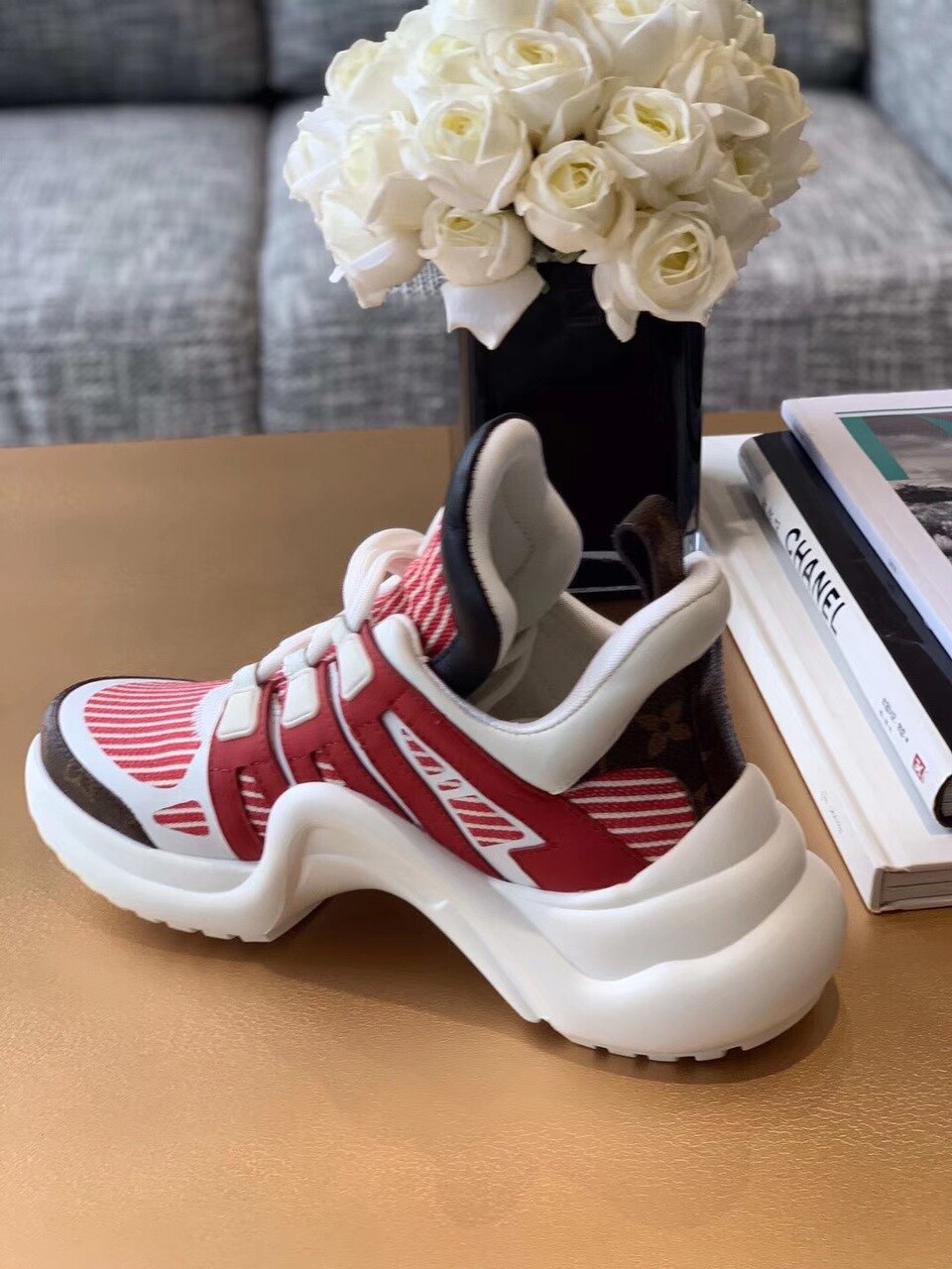 Louis Vuitton Archlight Sneakers Calfskin Leather Fall/Winter Collection White/Red/Brown