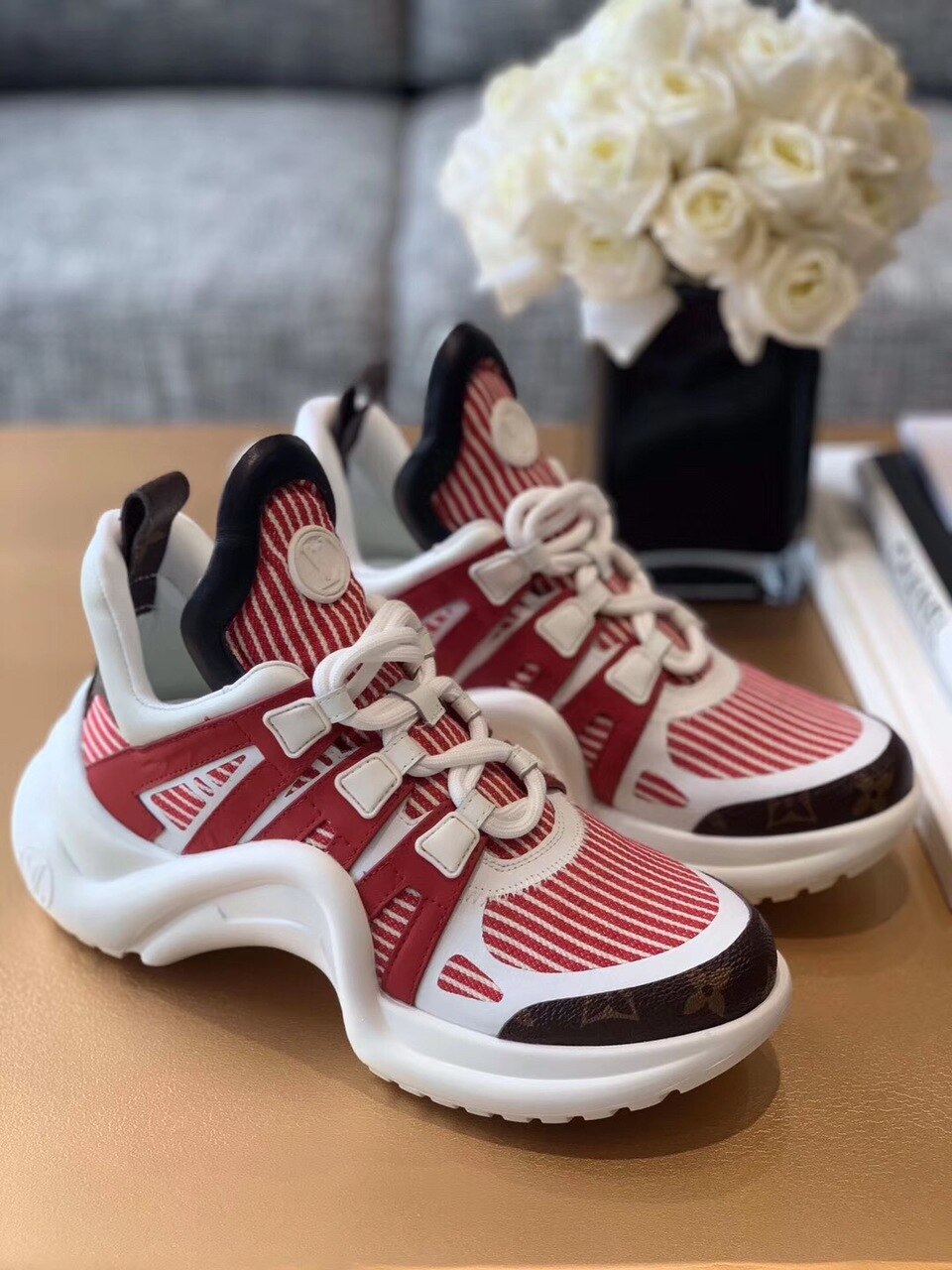 Louis Vuitton Archlight Sneakers Calfskin Leather Fall/Winter Collection White/Red/Brown