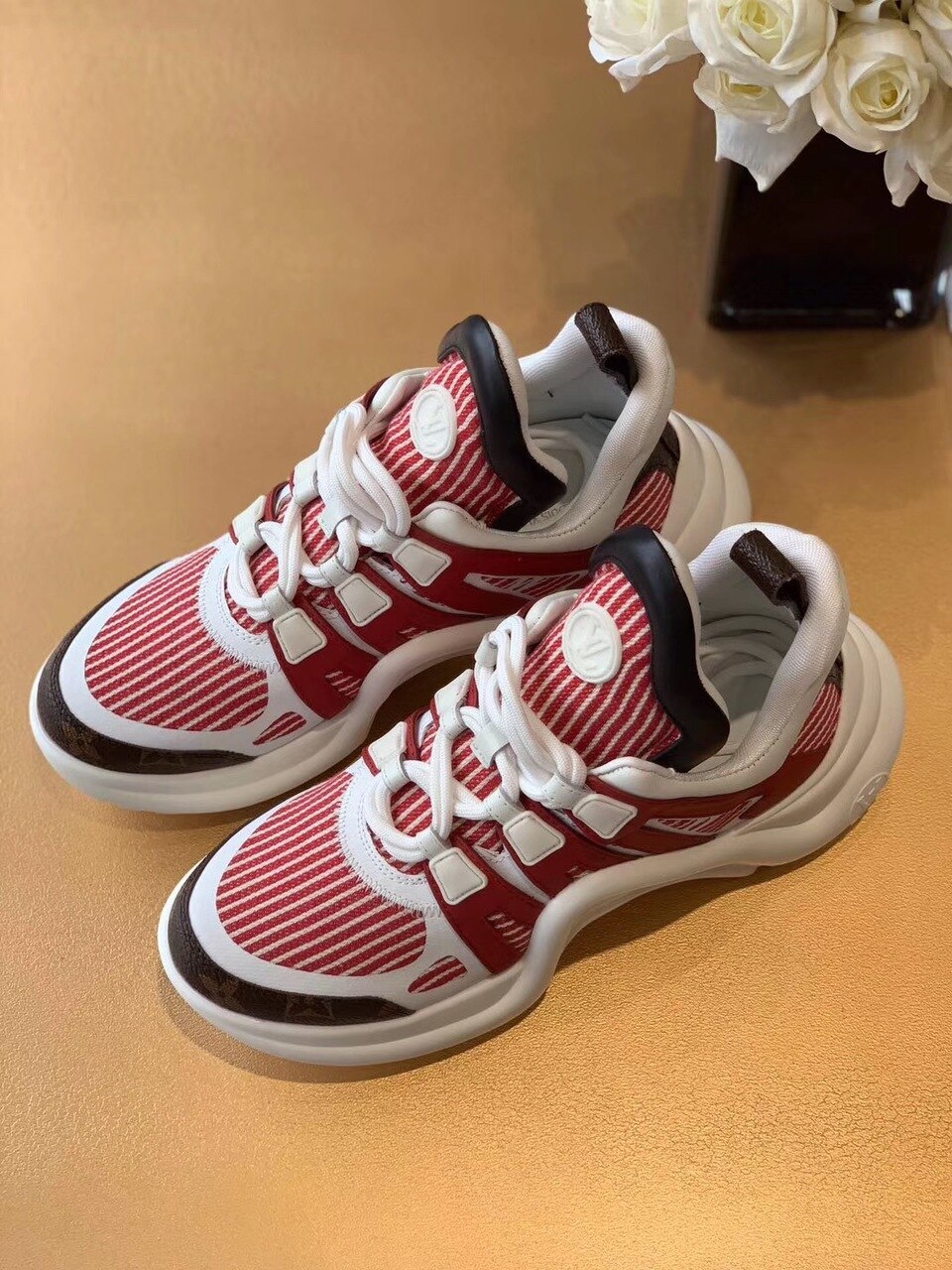 Louis Vuitton Archlight Sneakers Calfskin Leather Fall/Winter Collection White/Red/Brown