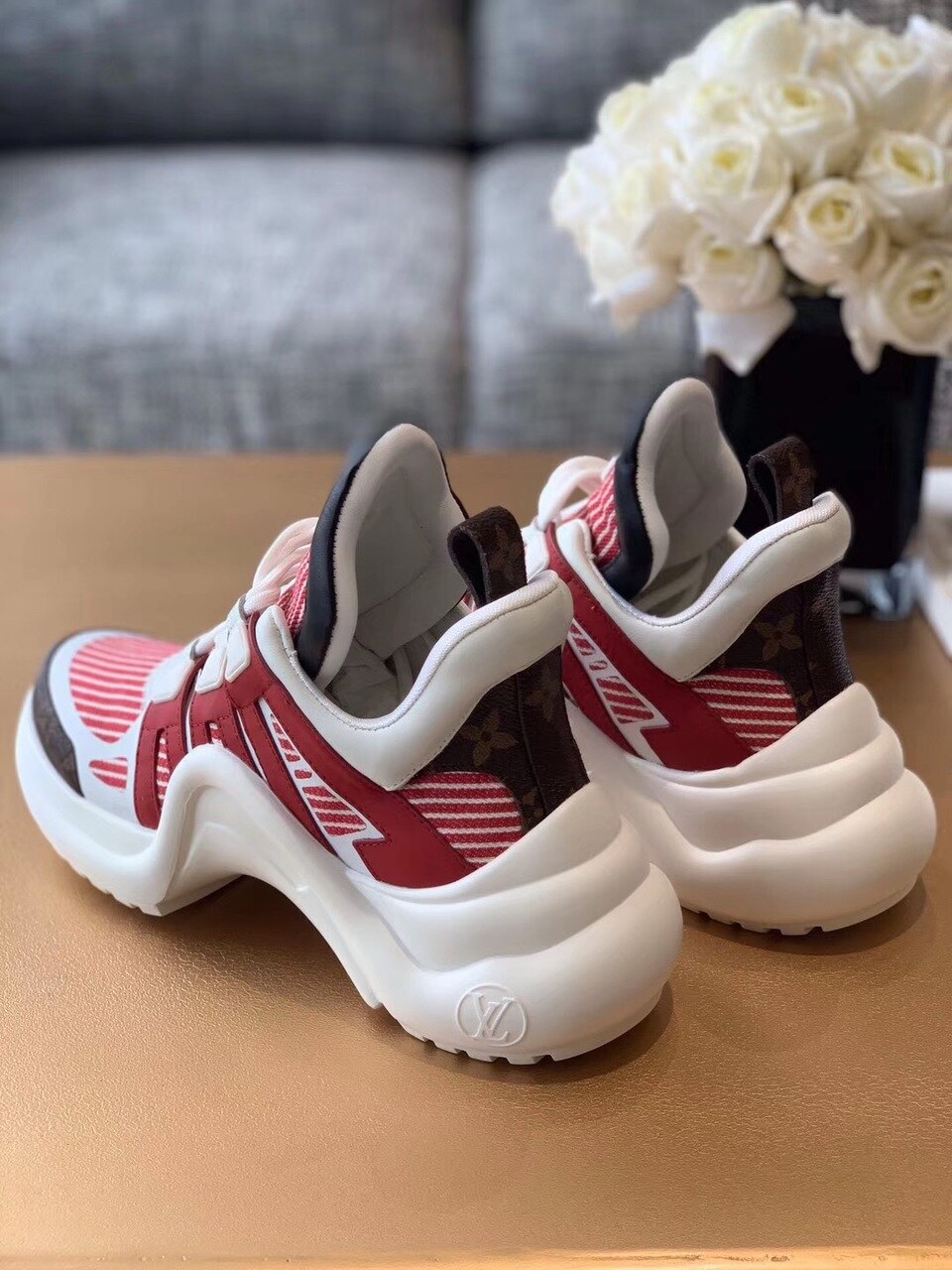 Louis Vuitton Archlight Sneakers Calfskin Leather Fall/Winter Collection White/Red/Brown