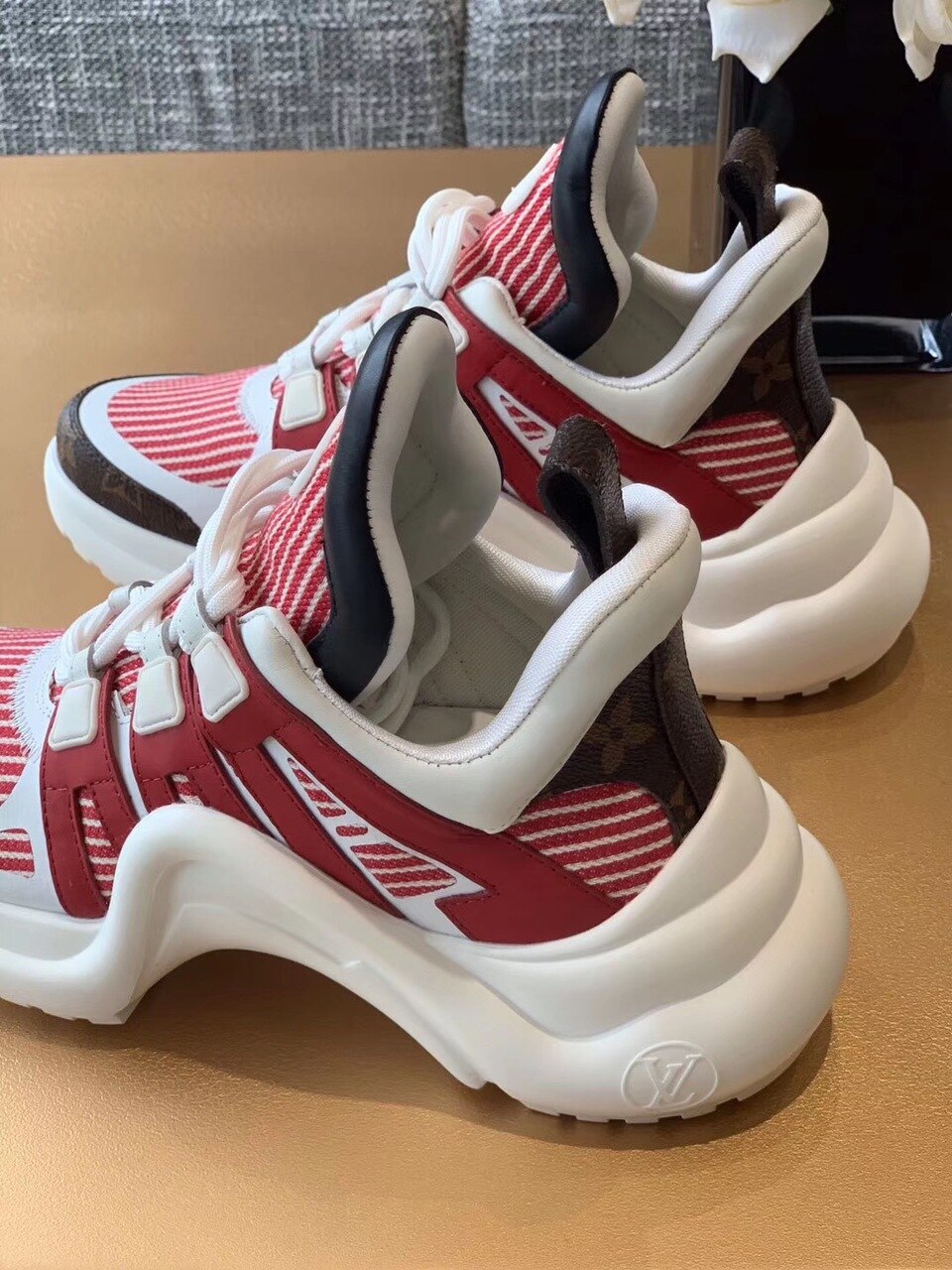 Louis Vuitton Archlight Sneakers Calfskin Leather Fall/Winter Collection White/Red/Brown