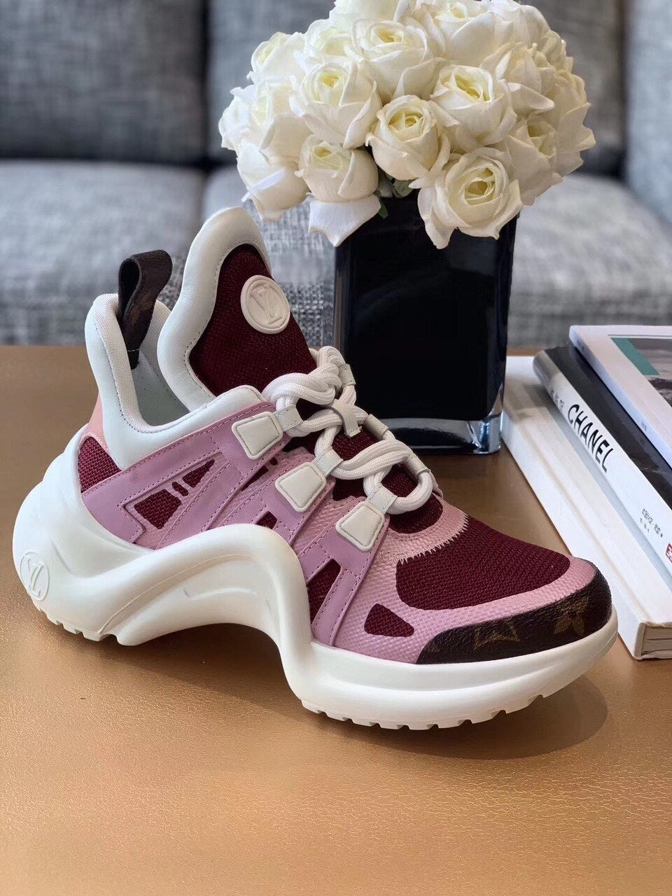 Louis Vuitton Archlight Sneakers Calfskin Leather Fall/Winter Collection Pink/Burgundy