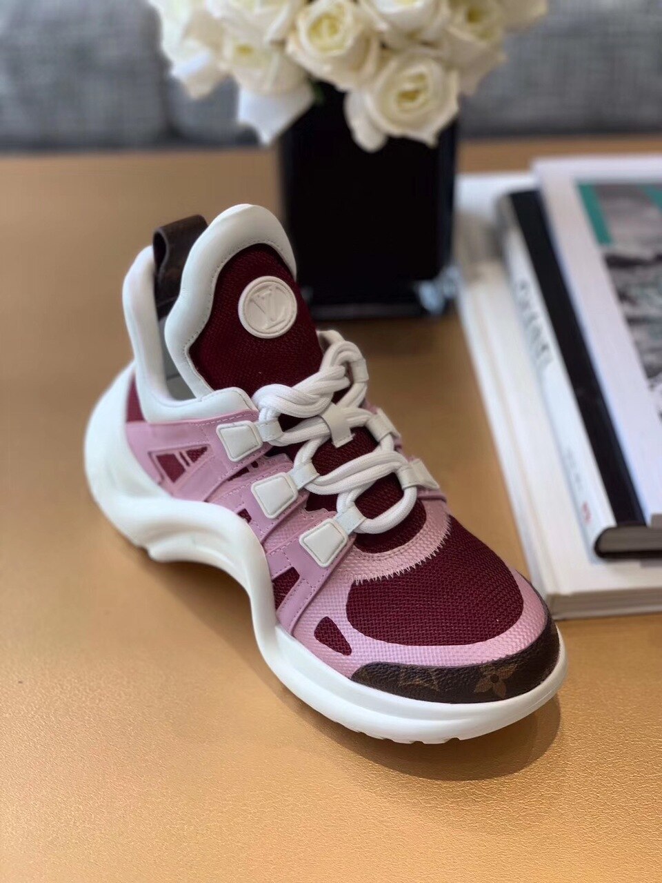 Louis Vuitton Archlight Sneakers Calfskin Leather Fall/Winter Collection Pink/Burgundy
