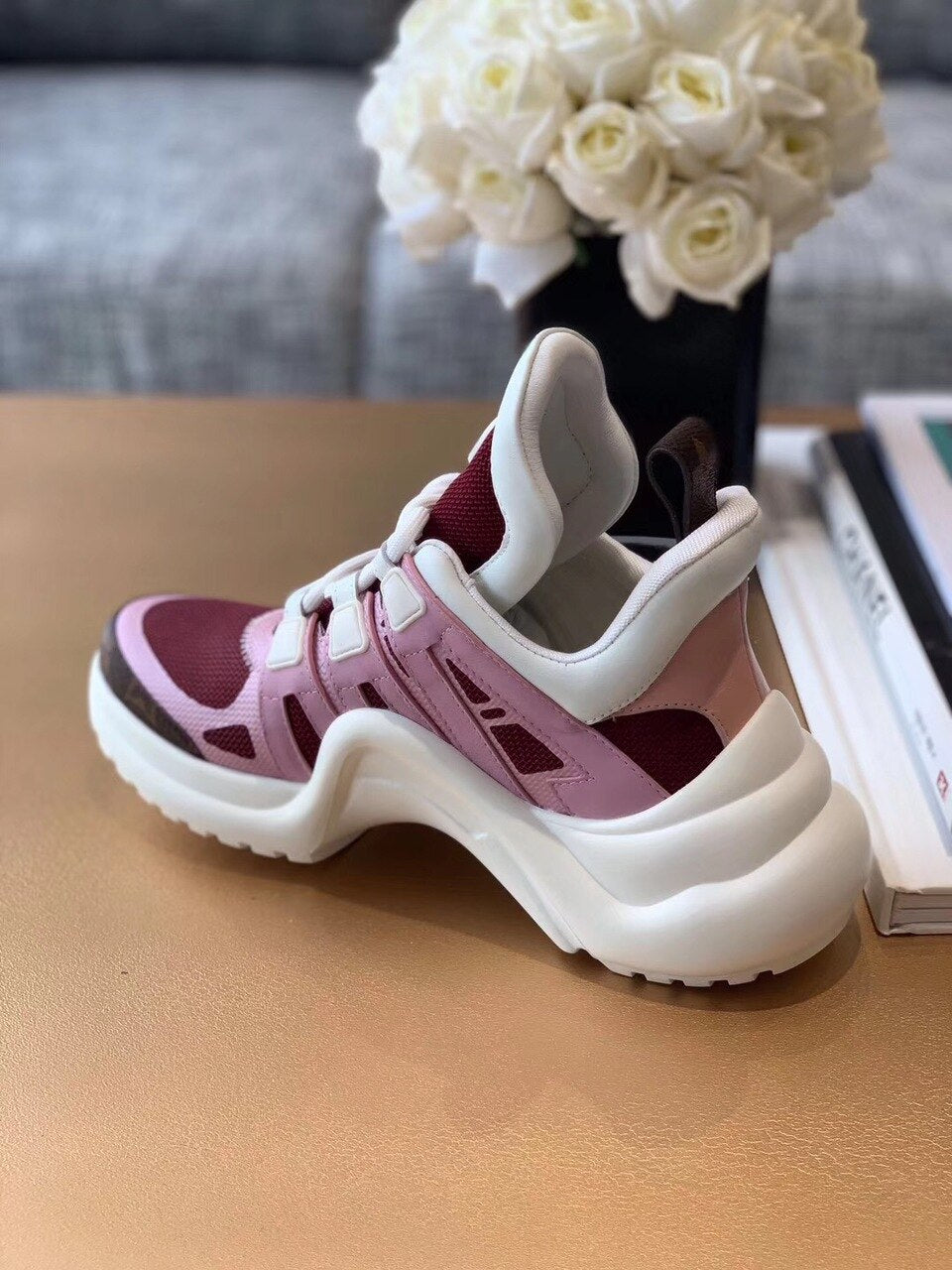 Louis Vuitton Archlight Sneakers Calfskin Leather Fall/Winter Collection Pink/Burgundy