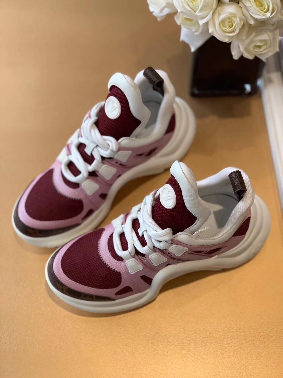 Louis Vuitton Archlight Sneakers Calfskin Leather Fall/Winter Collection Pink/Burgundy