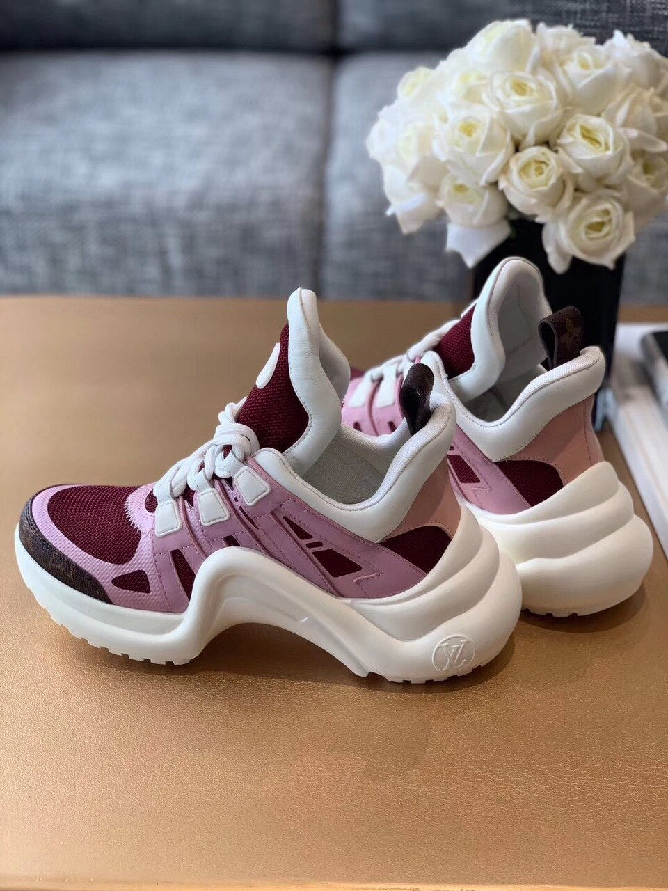 Louis Vuitton Archlight Sneakers Calfskin Leather Fall/Winter Collection Pink/Burgundy