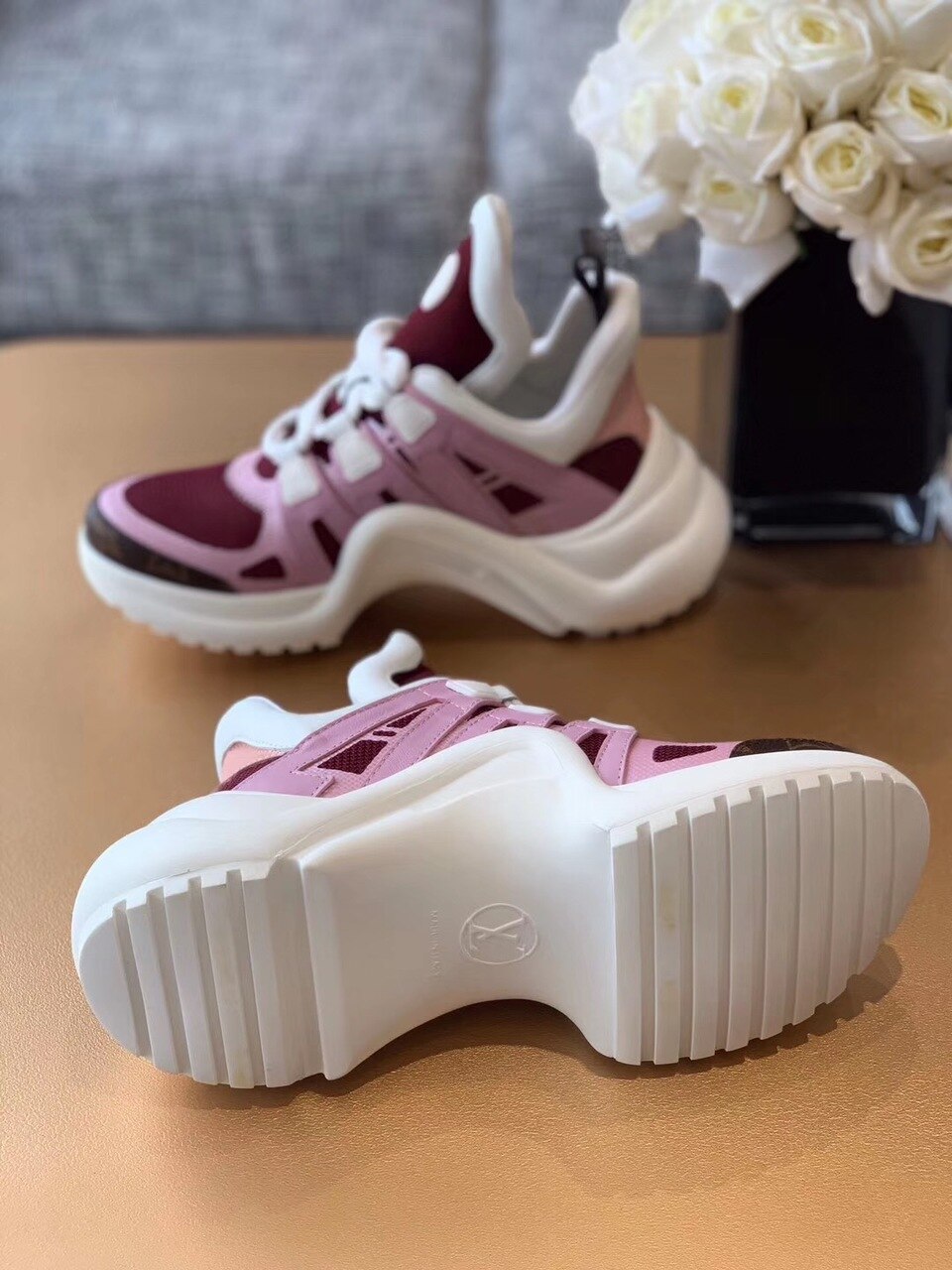 Louis Vuitton Archlight Sneakers Calfskin Leather Fall/Winter Collection Pink/Burgundy