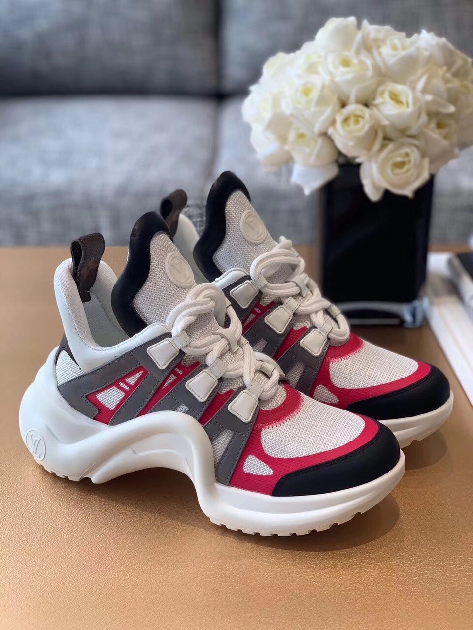 Louis Vuitton Archlight Sneakers Calfskin Leather Fall/Winter Collection White/Pink/Black