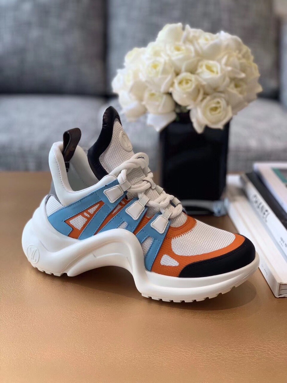 Louis Vuitton Archlight Sneakers Calfskin Leather Fall/Winter Collection White/Orange/Blue