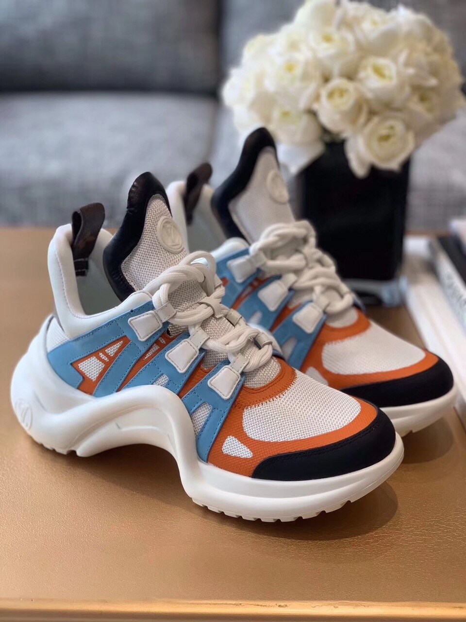Louis Vuitton Archlight Sneakers Calfskin Leather Fall/Winter Collection White/Orange/Blue