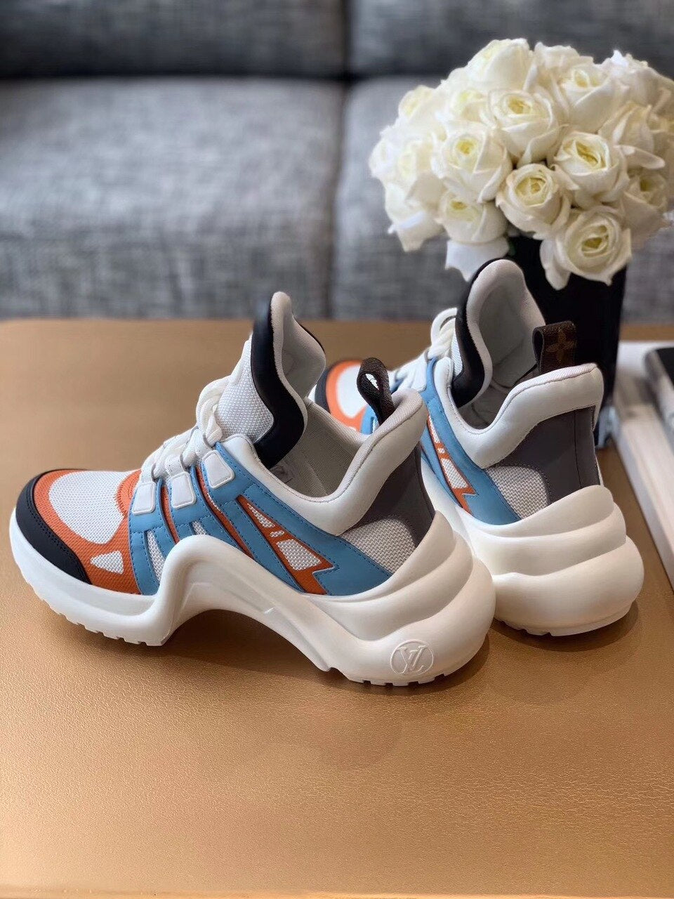 Louis Vuitton Archlight Sneakers Calfskin Leather Fall/Winter Collection White/Orange/Blue