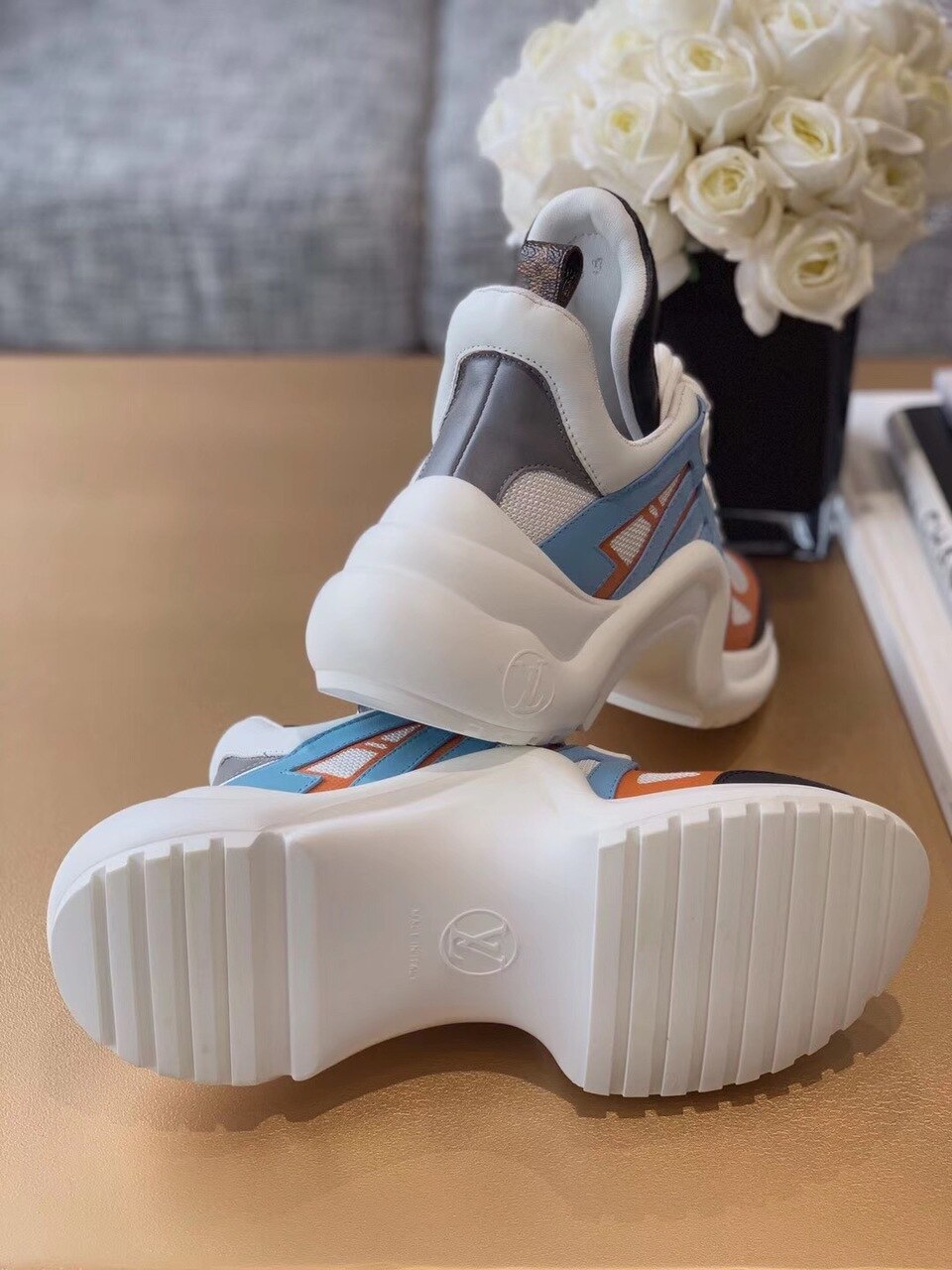 Louis Vuitton Archlight Sneakers Calfskin Leather Fall/Winter Collection White/Orange/Blue