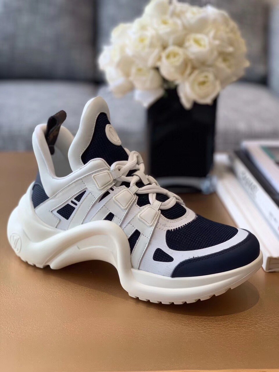 Louis Vuitton Archlight Sneakers Calfskin Leather Fall/Winter 2019 Collection 1A589P White/Navy Blue