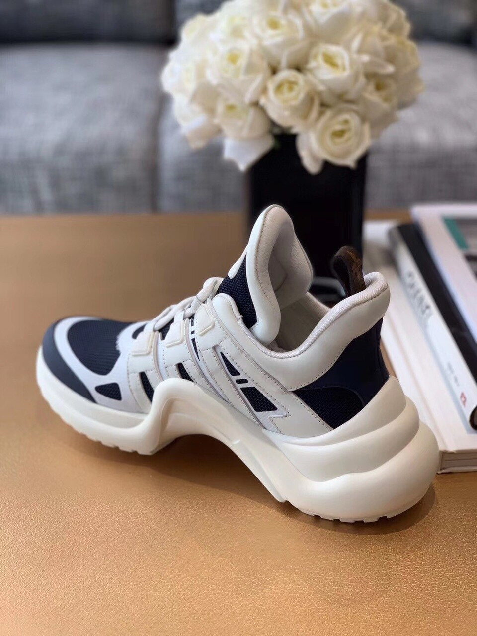Louis Vuitton Archlight Sneakers Calfskin Leather Fall/Winter 2019 Collection 1A589P White/Navy Blue