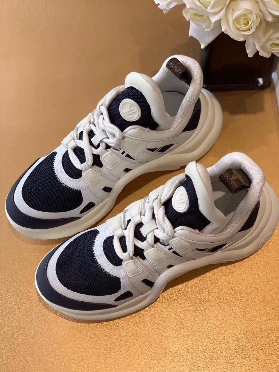 Louis Vuitton Archlight Sneakers Calfskin Leather Fall/Winter 2019 Collection 1A589P White/Navy Blue