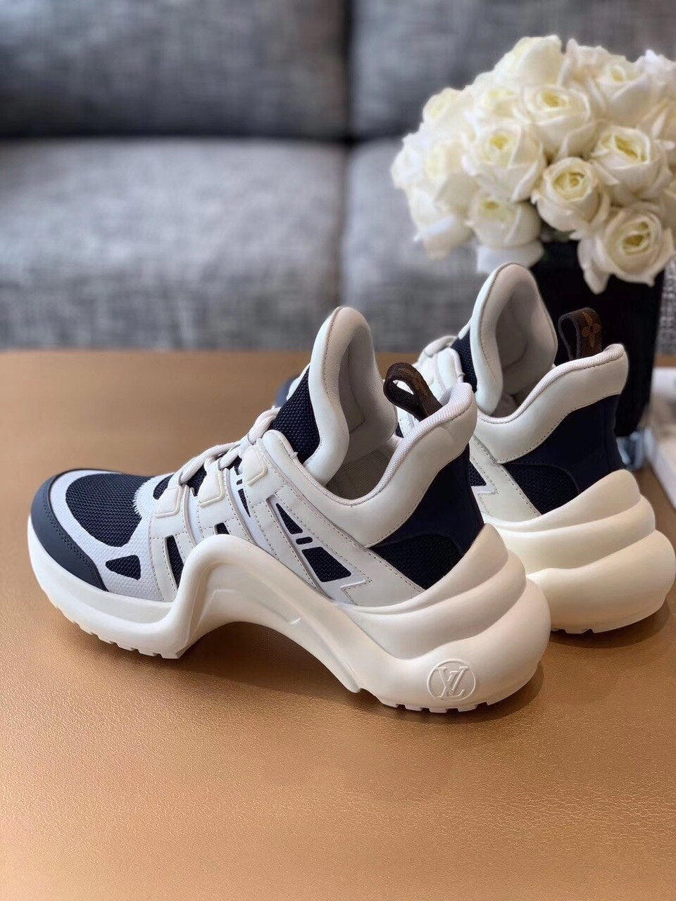 Louis Vuitton Archlight Sneakers Calfskin Leather Fall/Winter 2019 Collection 1A589P White/Navy Blue