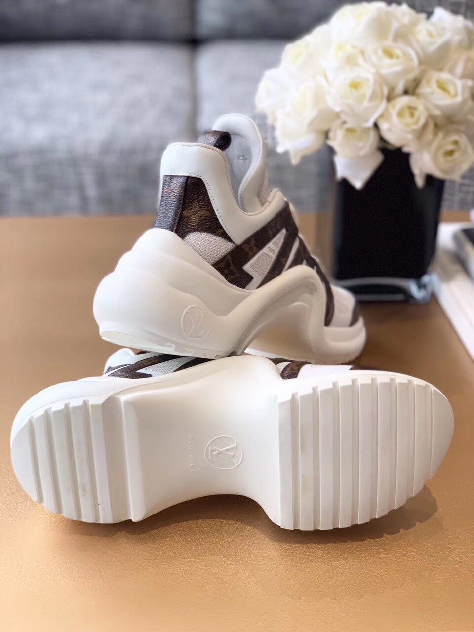 Louis Vuitton Archlight Sneakers Calfskin Leather Fall/Winter 2019 Collection 1A589P White/Brown