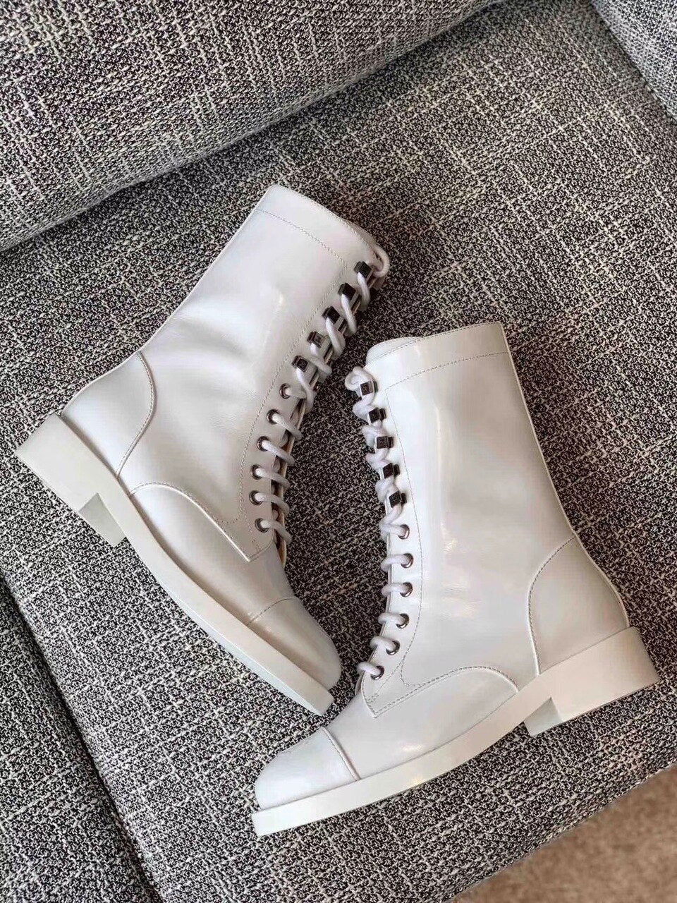 Chanel Mid-Calf Boots Calfskin Leather Pre-Fall/Winter Collection White