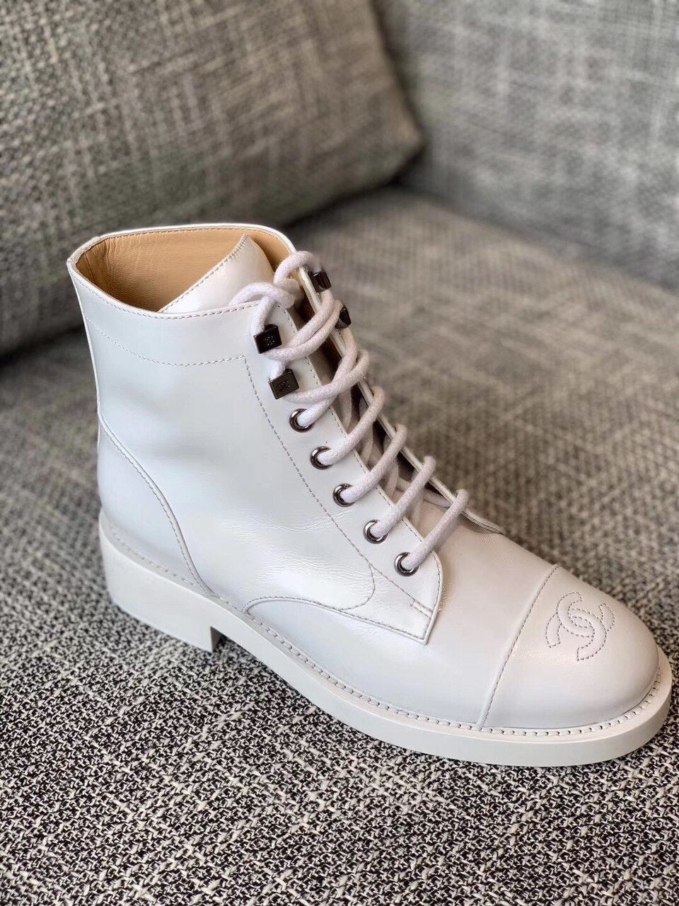 Chanel Ankle Boots Calfskin Leather Pre-Fall/Winter Collection, White
