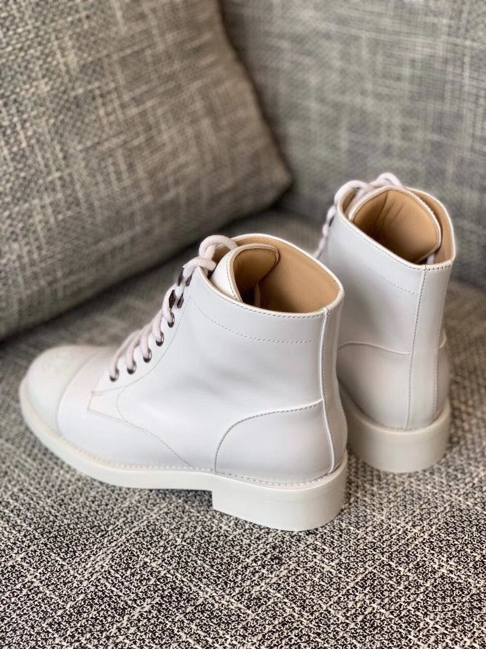 Chanel Ankle Boots Calfskin Leather Pre-Fall/Winter Collection, White