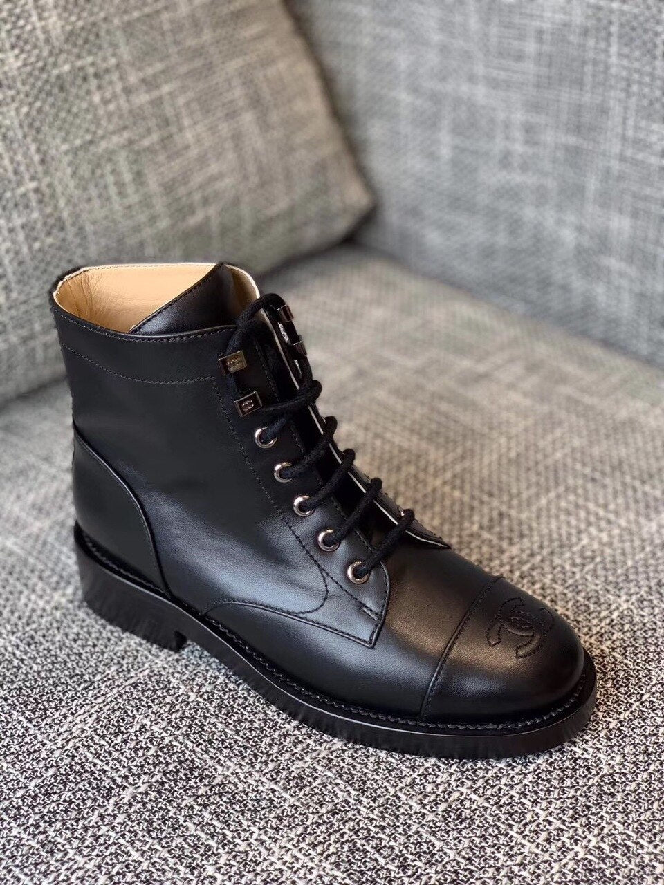 Chanel Ankle Boots Calfskin Leather Pre-Fall/Winter Collection, Black