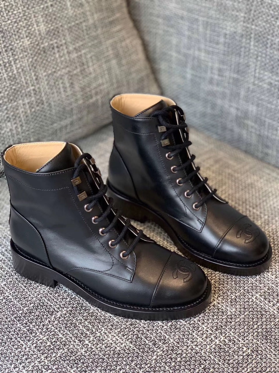 Chanel Ankle Boots Calfskin Leather Pre-Fall/Winter Collection, Black