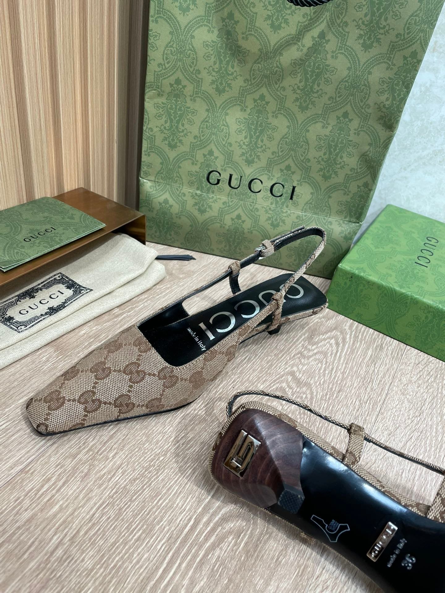 Gucci Slingback Pumps Brown