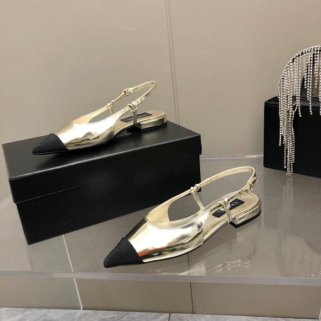 Chanel Sling Back Gold