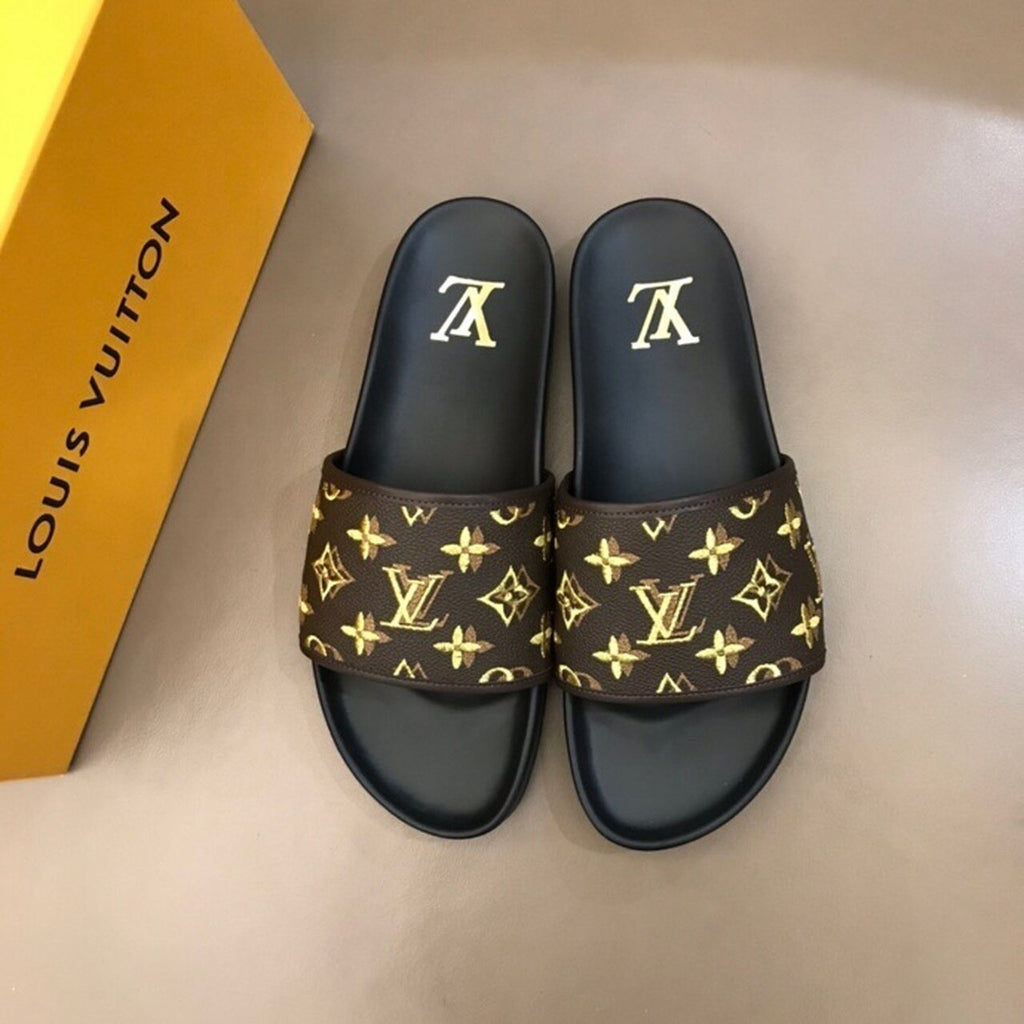 Louis Vuitton Mens Sandals Monogram Canvas Spring/Summer Collection Brown/Yellow
