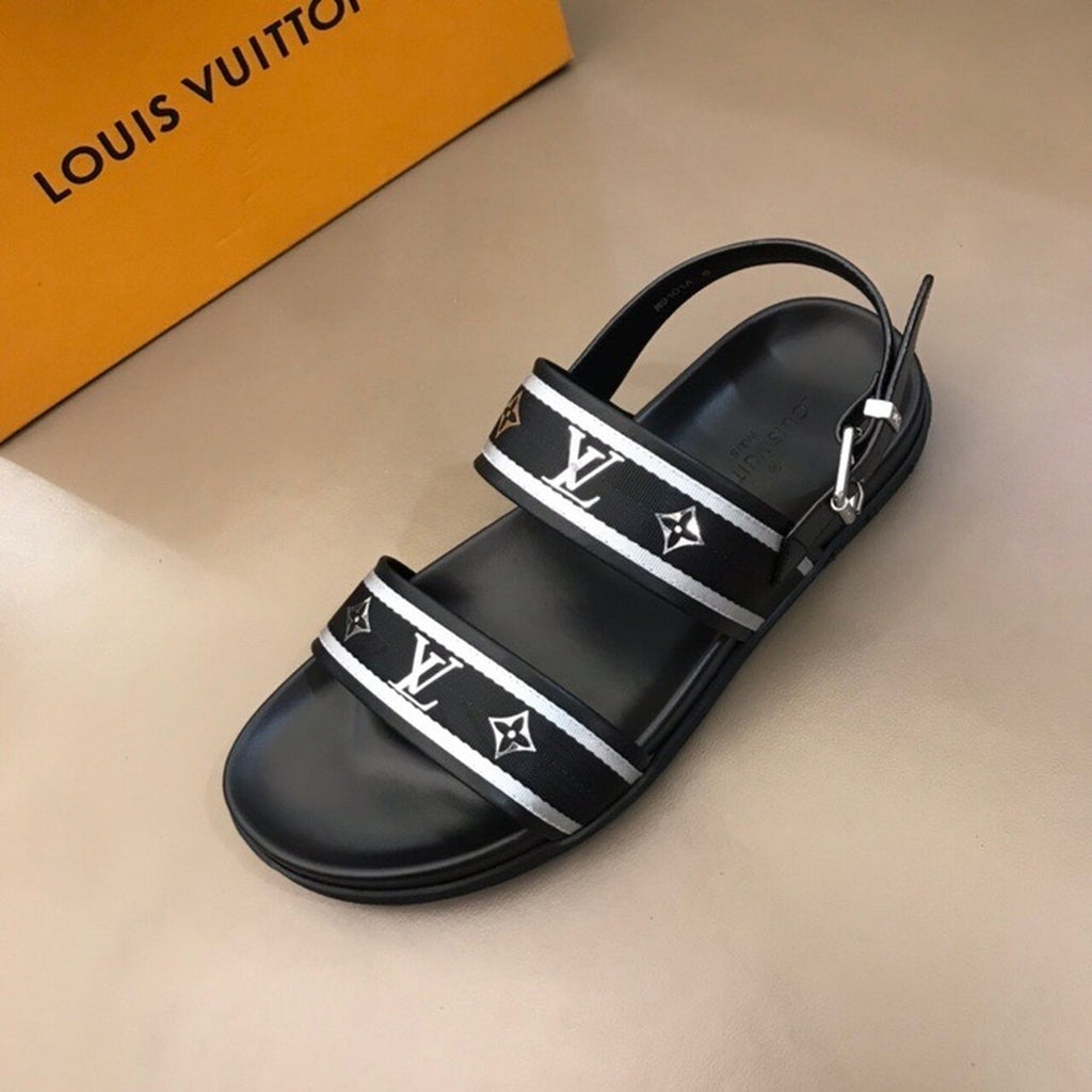 Louis Vuitton Double Strap Buckle Mules Mens Sandals Spring/Summer Collection Black/Silver