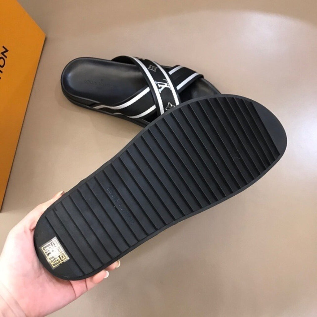 Louis Vuitton Criss-Cross Mules Mens Sandals Spring/Summer Collection Black/Silver