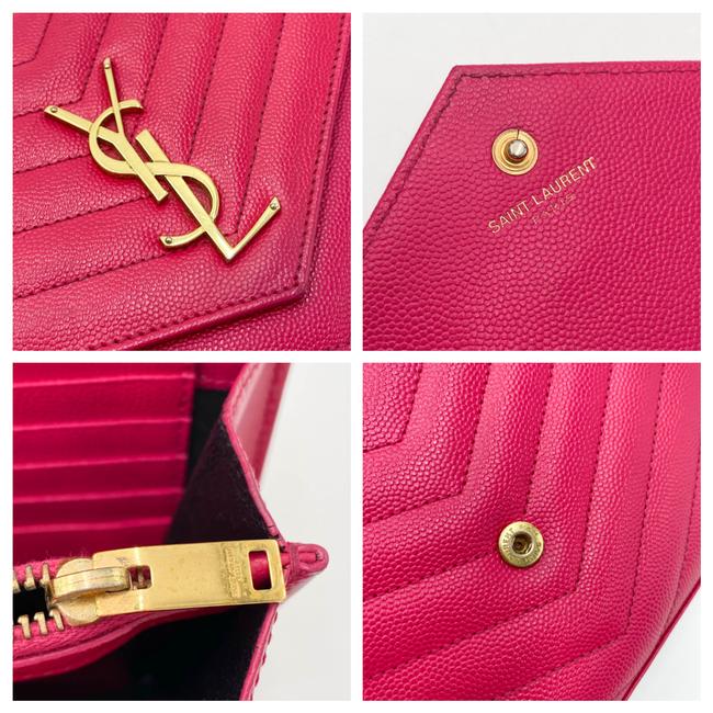 Saint Laurent Medium Wallet On A Chain Ghw Monogram Pink Leather Shoulder Bag