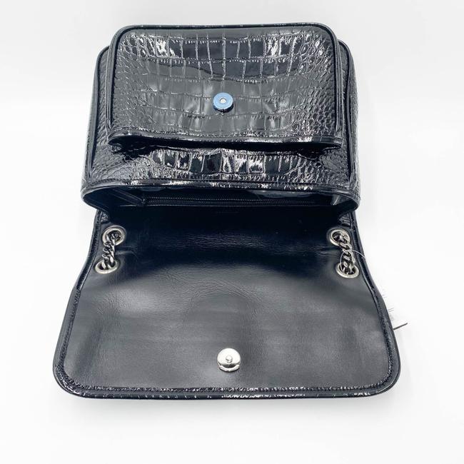 Saint Laurent Niki Medium Crocodile-embossed Black Patent Leather Shoulder Bag