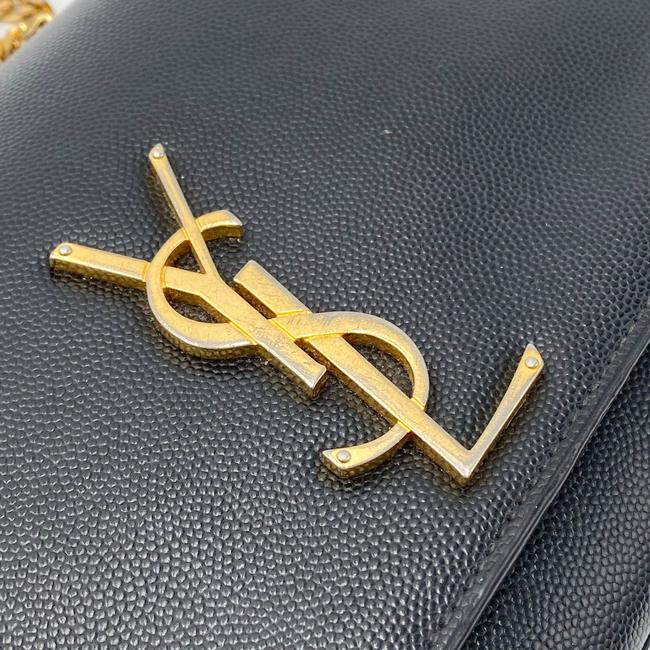 Saint Laurent Monogram Kate Grain De Poudre Medium Classic Satchel Black Leather Shoulder Bag